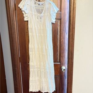 Jessica Simpson Cream Crochet Midi Dress
